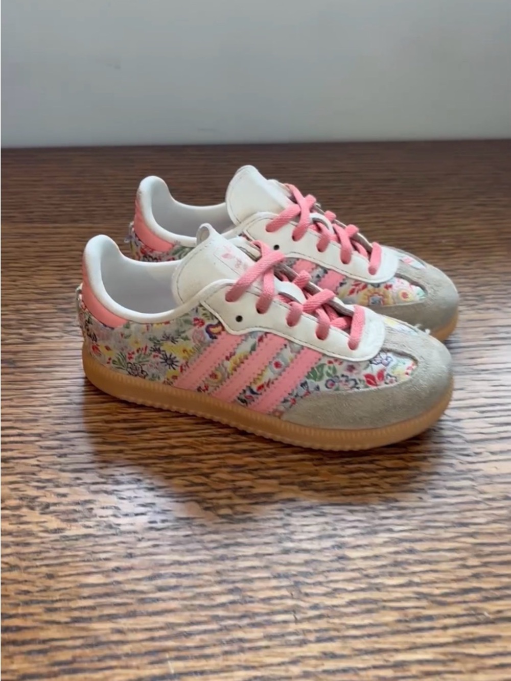 adidas Sambas Kids Floral Pink & White Sneakers